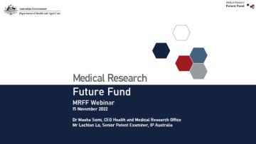 Medical Research Future Fund webinar 15 November 2022 introductory slide