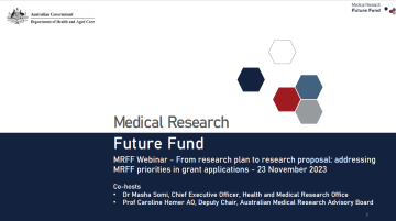 MRFF webinar - From research plan to research proposal presentation