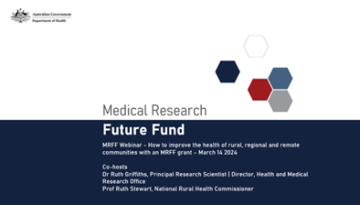 Medical Research Future Fund webinar introductory slide